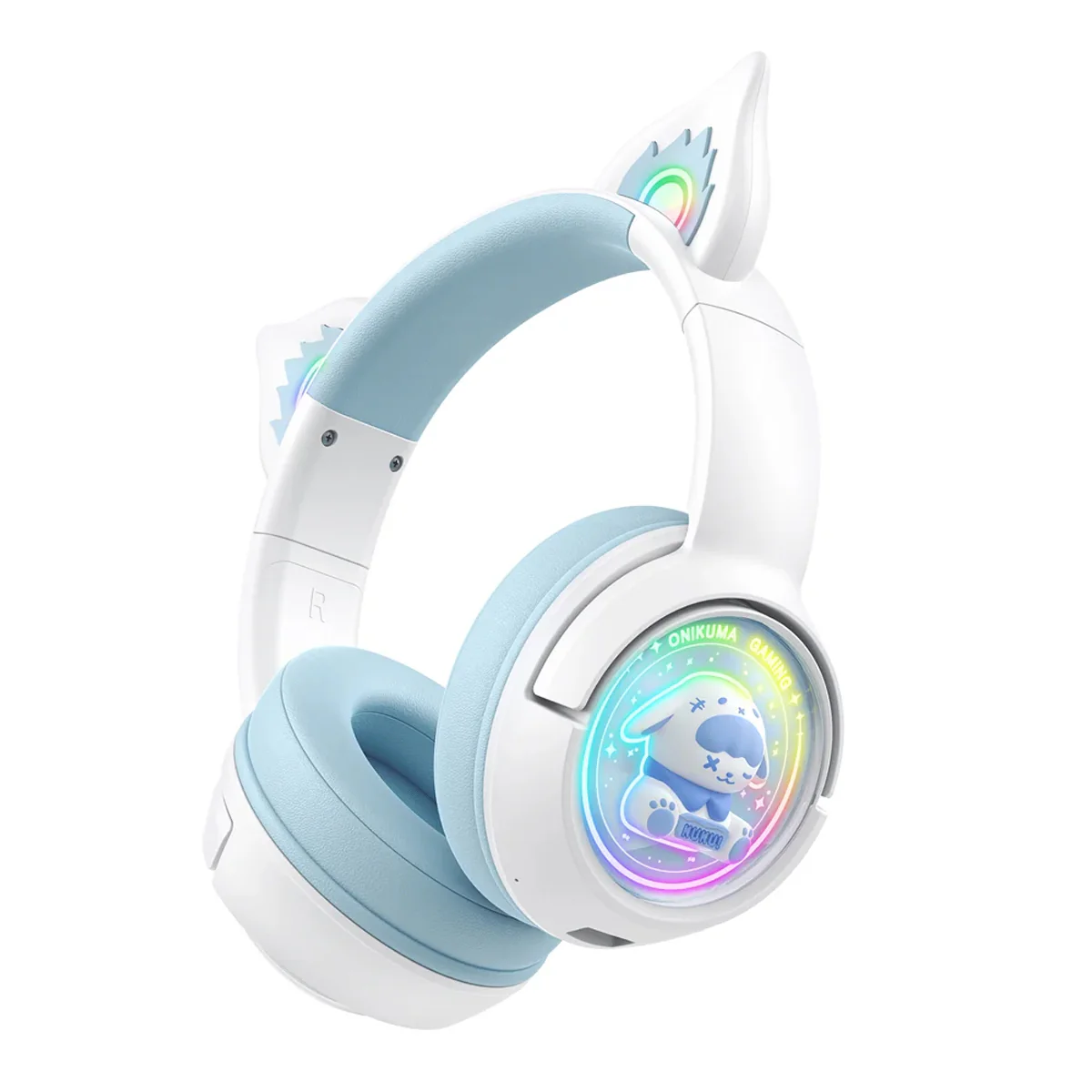 Onikuma B5 RGB Cat Ear Wireless Gaming Headset (White/Blue, Off-White, Pink) - Image 2