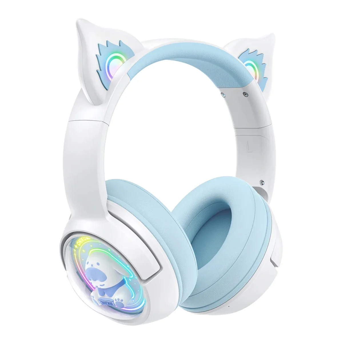 Onikuma B5 RGB Cat Ear Wireless Gaming Headset (White/Blue, Off-White, Pink) - Image 3
