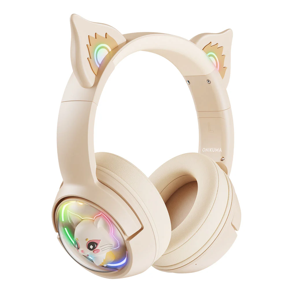 Onikuma B5 RGB Cat Ear Wireless Gaming Headset (White/Blue, Off-White, Pink) - Image 9
