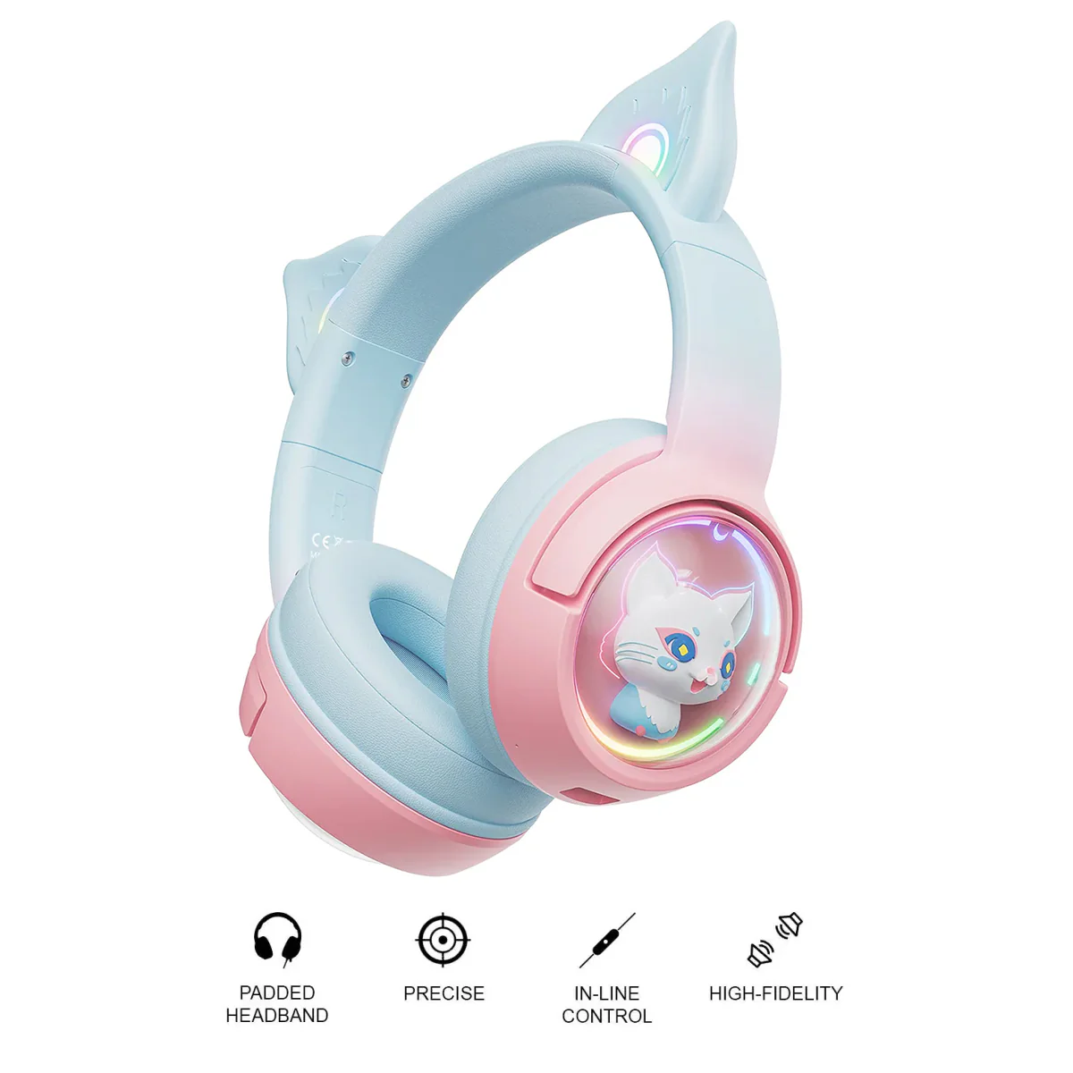 Onikuma B5 RGB Gradient Wireless Professional Gaming Headset (Blue/Pink)