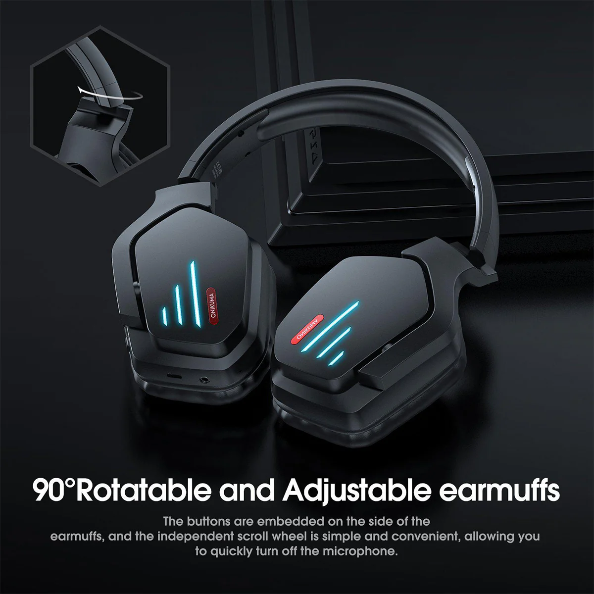 Onikuma B60 Wireless Gaming Headset (Black) - Image 8