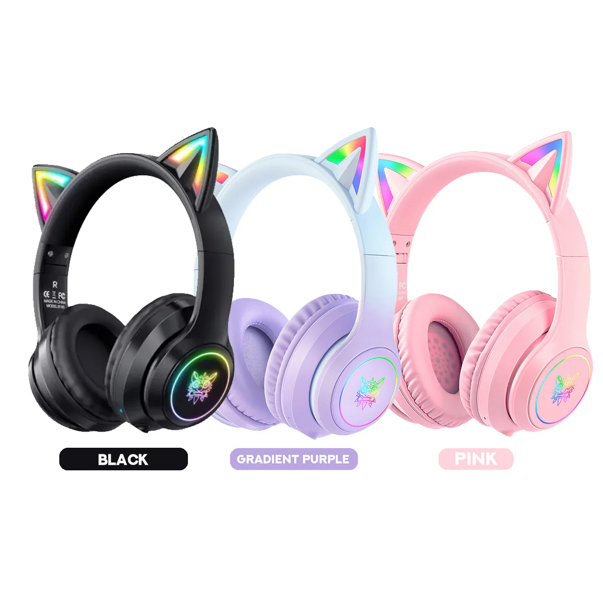 Onikuma B90 RGB Cat Ear Wireless Gaming Headset (Gradient Purple, Pink, Black) - Image 15