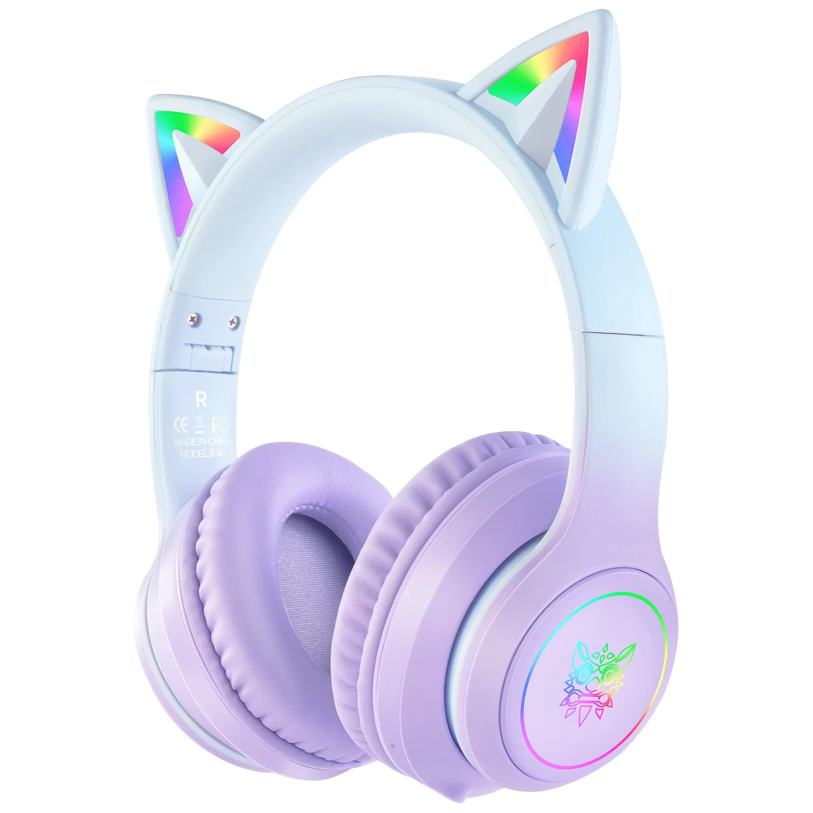 Onikuma B90 RGB Cat Ear Wireless Gaming Headset (Gradient Purple, Pink, Black) - Image 2