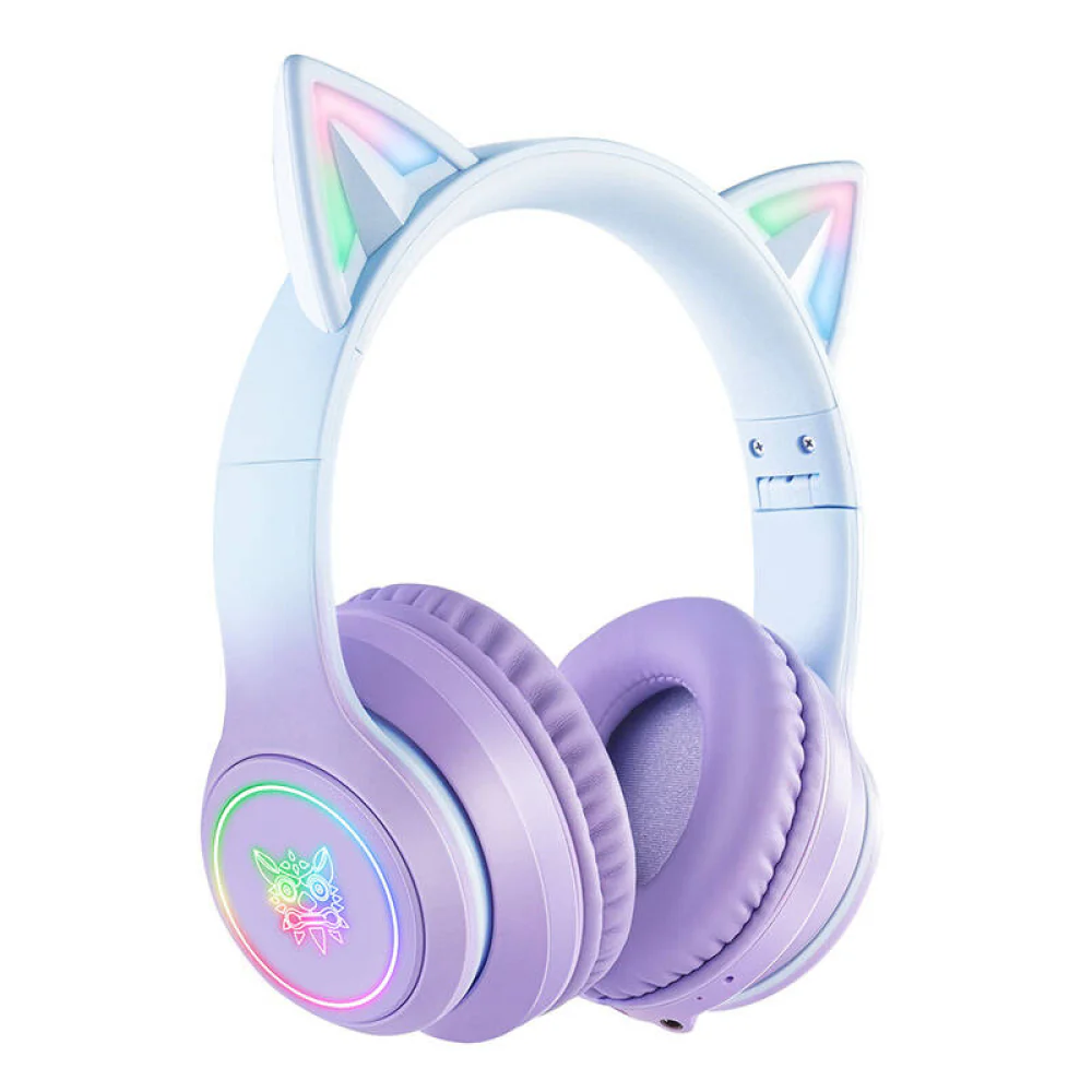 Onikuma B90 RGB Cat Ear Wireless Gaming Headset (Gradient Purple, Pink, Black) - Image 4