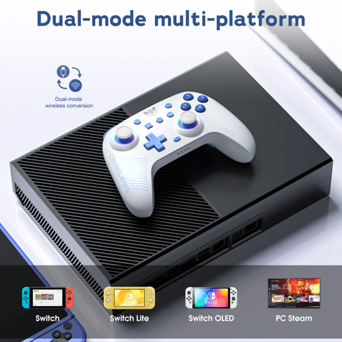 Onikuma C1 Dual-Mode RGB Hall Effect Gaming Controller (Black, White) - Image 12