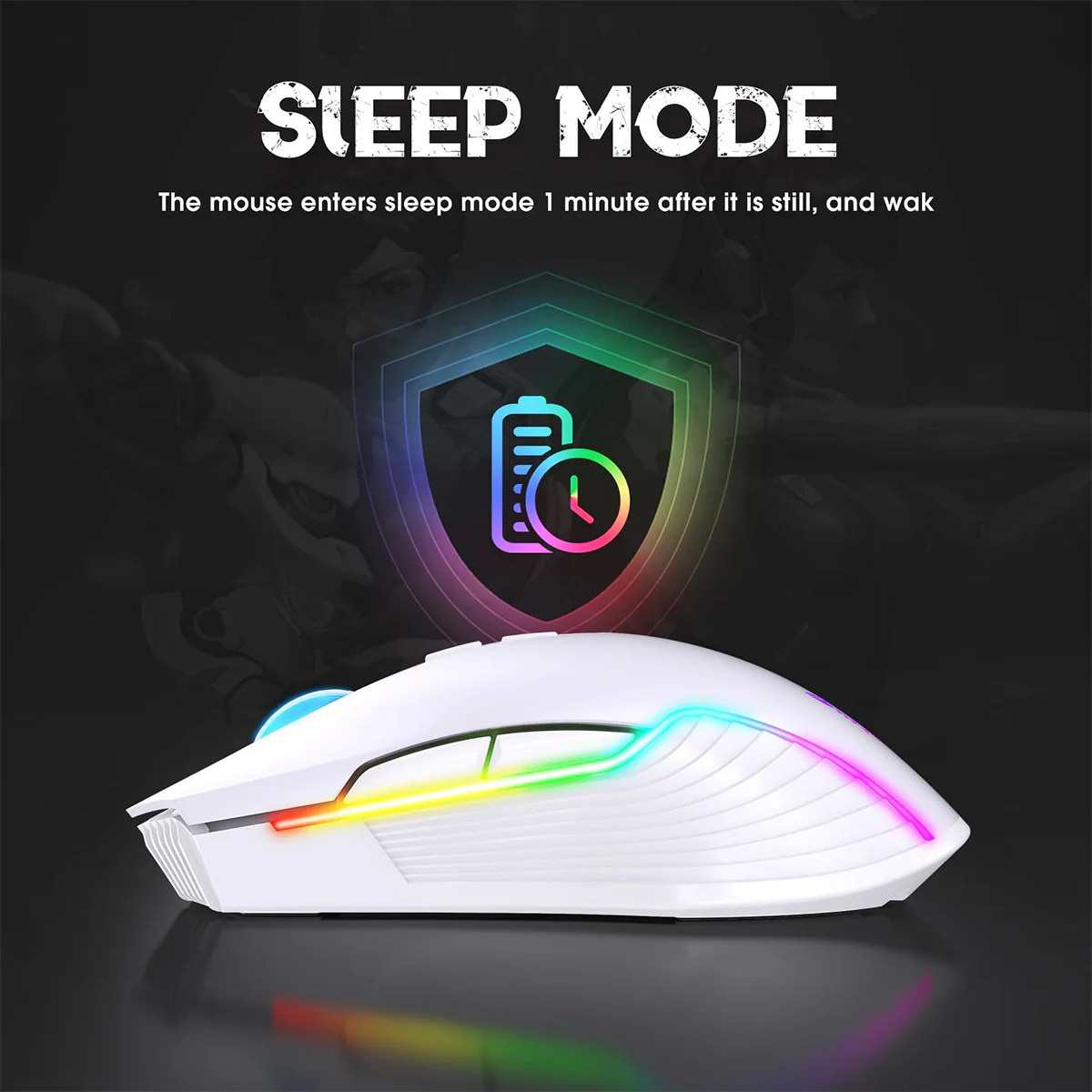 Onikuma CW905 RGB 3600 DPI Wireless E-Sports Gaming Mouse (White) - Image 6
