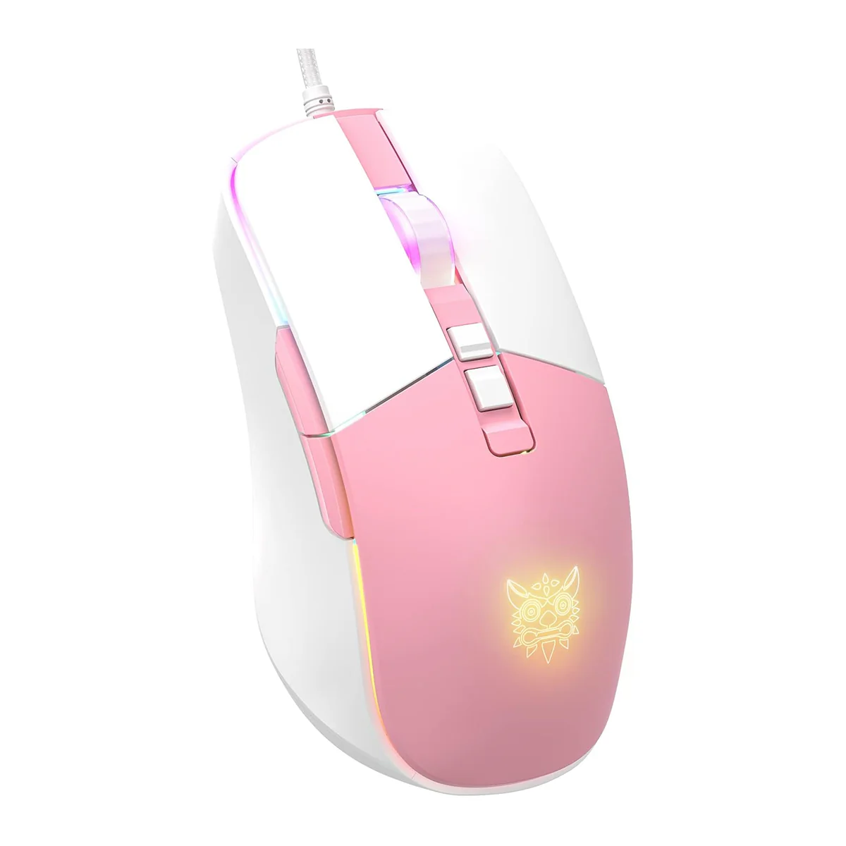 Onikuma CW916 RGB Wired Professional Gaming Mouse (White/Pink) - Image 6