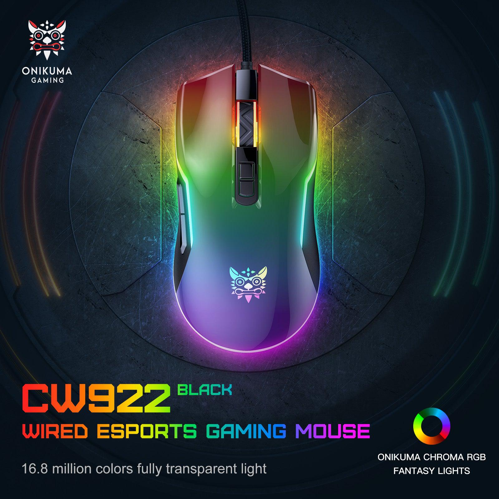 Onikuma CW922 RGB Wired eSports Gaming Mouse (Black) - Image 6