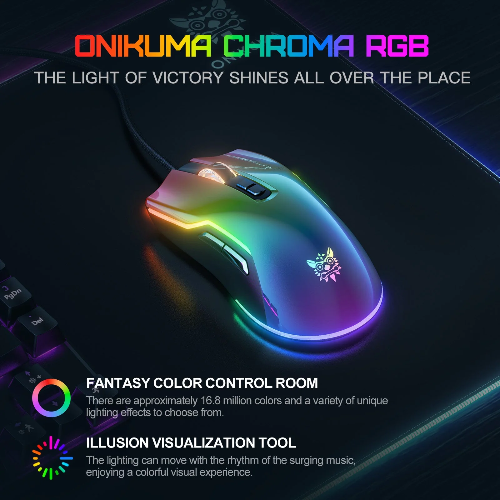 Onikuma CW922 RGB Wired eSports Gaming Mouse (Black) - Image 7