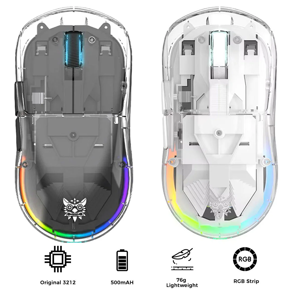 Onikuma CW926 RGB Dual-Mode eSports Gaming Mouse (Black, Transparent)