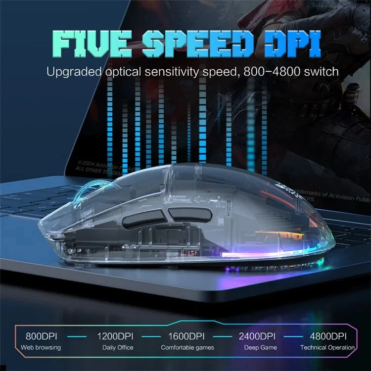 Onikuma CW926 RGB Dual-Mode eSports Gaming Mouse (Black, Transparent) - Image 11