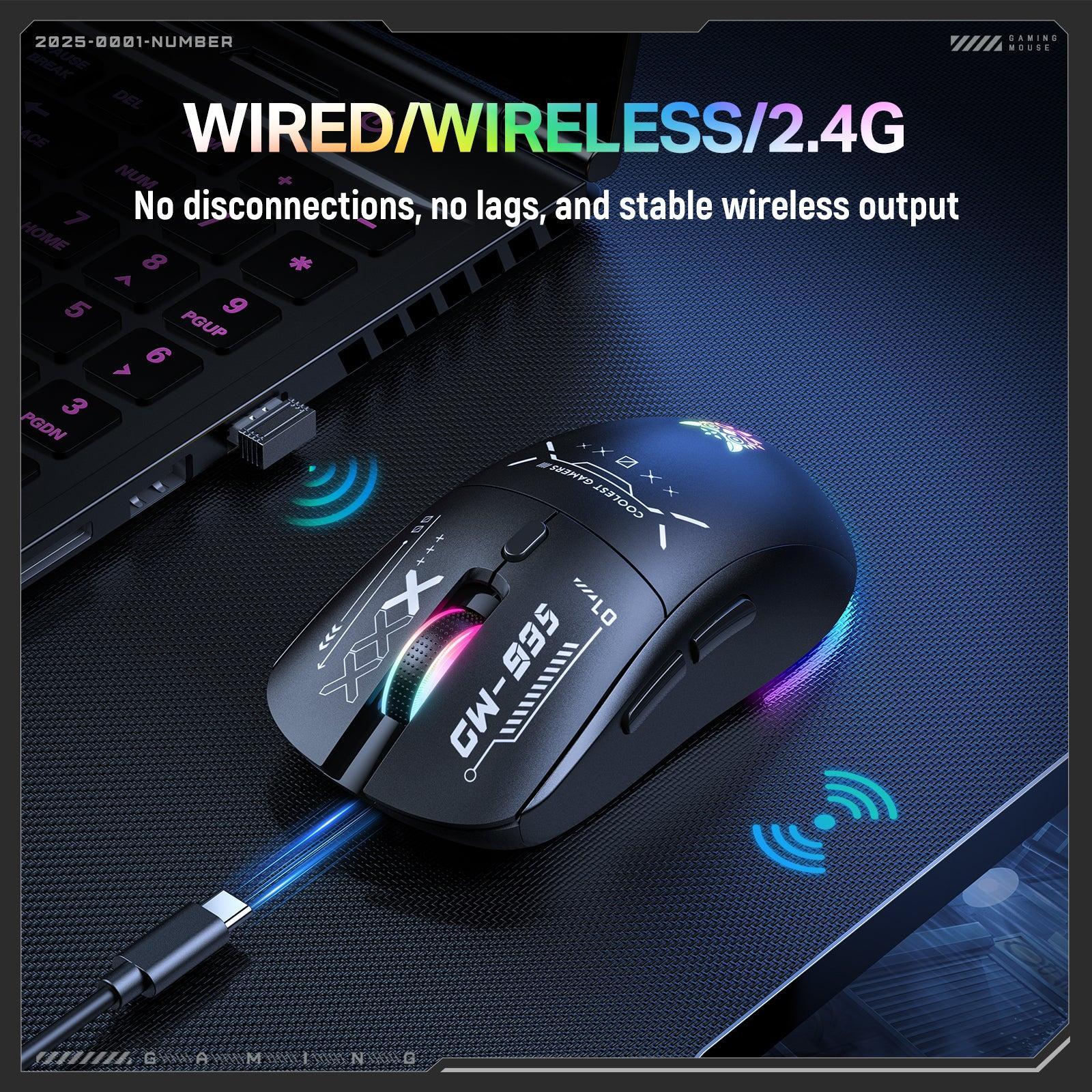 Onikuma CW935 RGB Tri-Mode Wireless Gaming Mouse (Black) - Image 4
