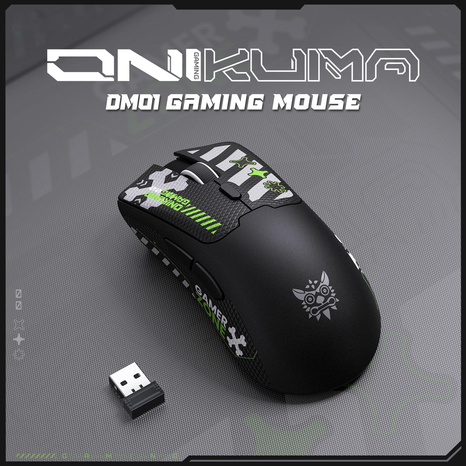 Onikuma DM01 Tri-Mode RGB Wireless Gaming Mouse (Black, White) - Image 2