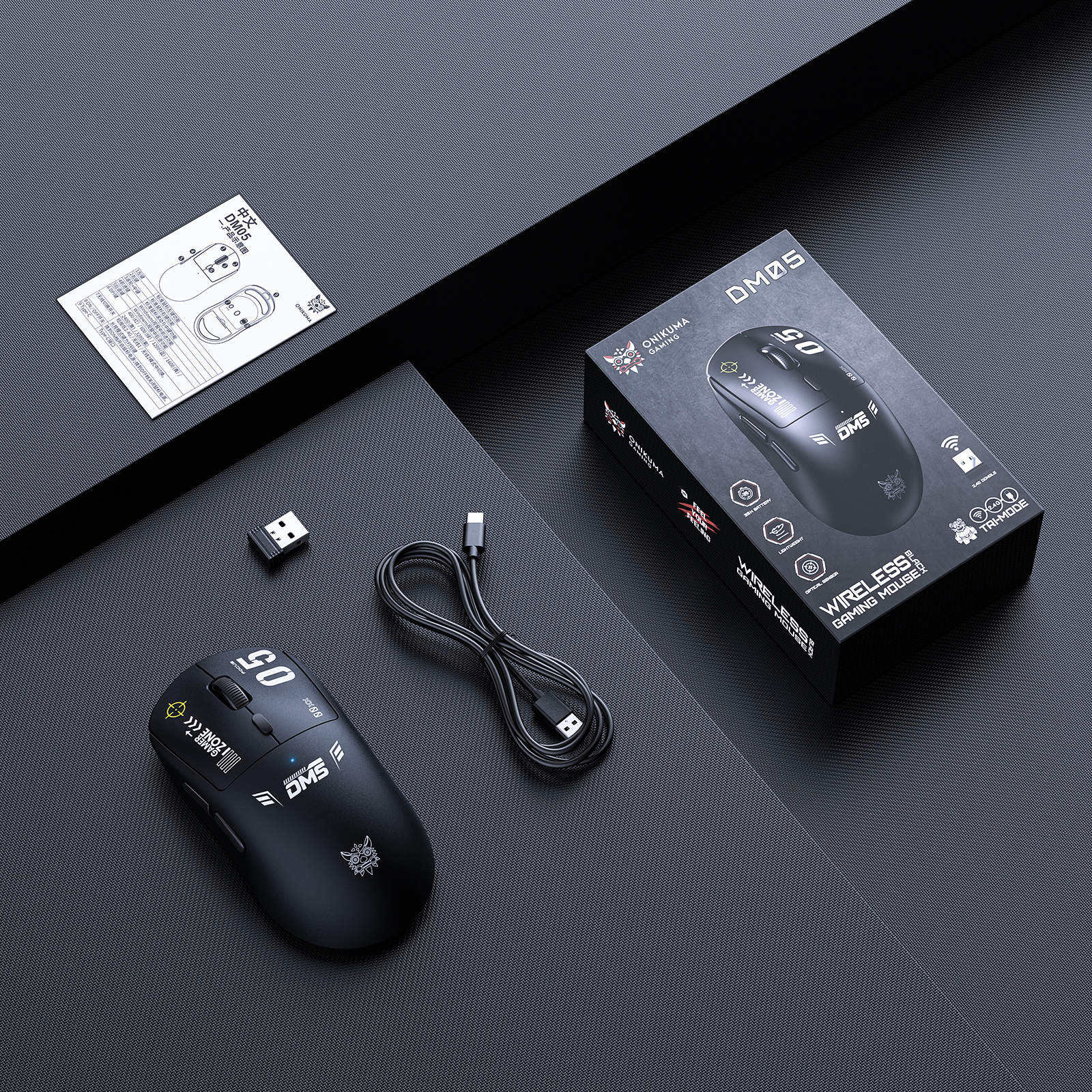 Onikuma DM05 Tri-Mode RGB Wireless Gaming Mouse (Black) - Image 6