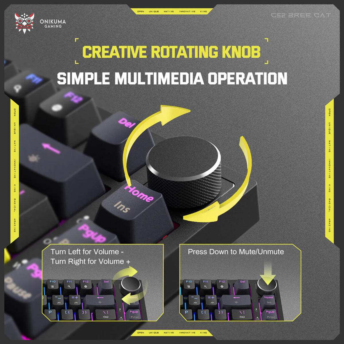Onikuma G52 RGB 82 Keys Mechanical Keyboard (Black) - Image 3