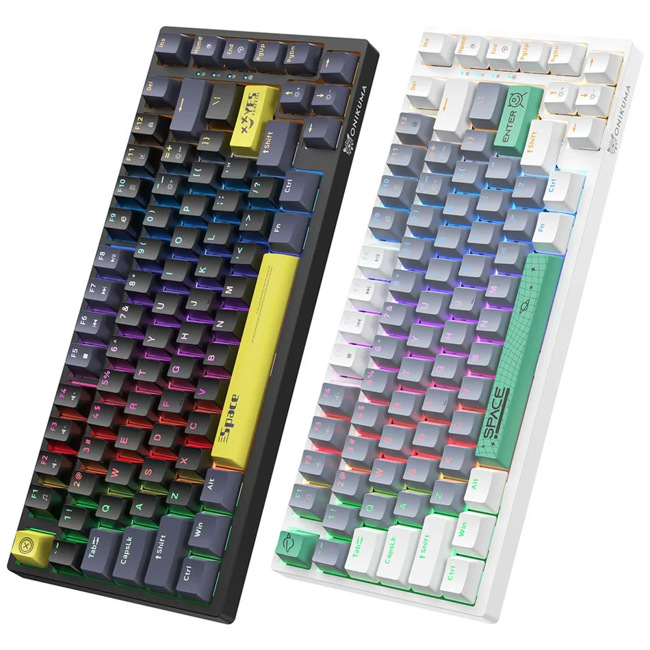 Onikuma G52 Space RGB 82 Keys Wired Mechanical Gaming Keyboard (Tea Axis) (Black, White) - Image 2