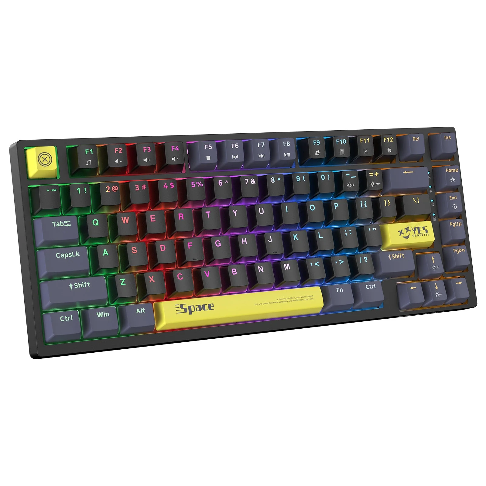 Onikuma G52 Space RGB 82 Keys Wired Mechanical Gaming Keyboard (Tea Axis) (Black, White) - Image 6