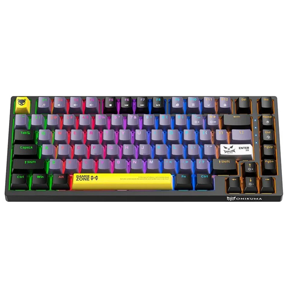 Onikuma G58 82-Key RGB Wired Hot-Swappable Mechanical Keyboard (Black, White) (Tea Axis Switch) - Image 3
