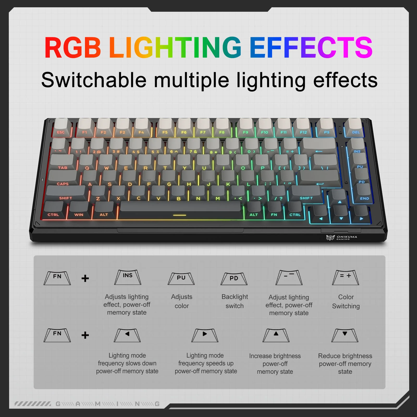 Onikuma G83 83-Key RGB Tri-Mode Hot-Swappable Mechanical Keyboard (Goertek Pink Linear Axis) - Image 6