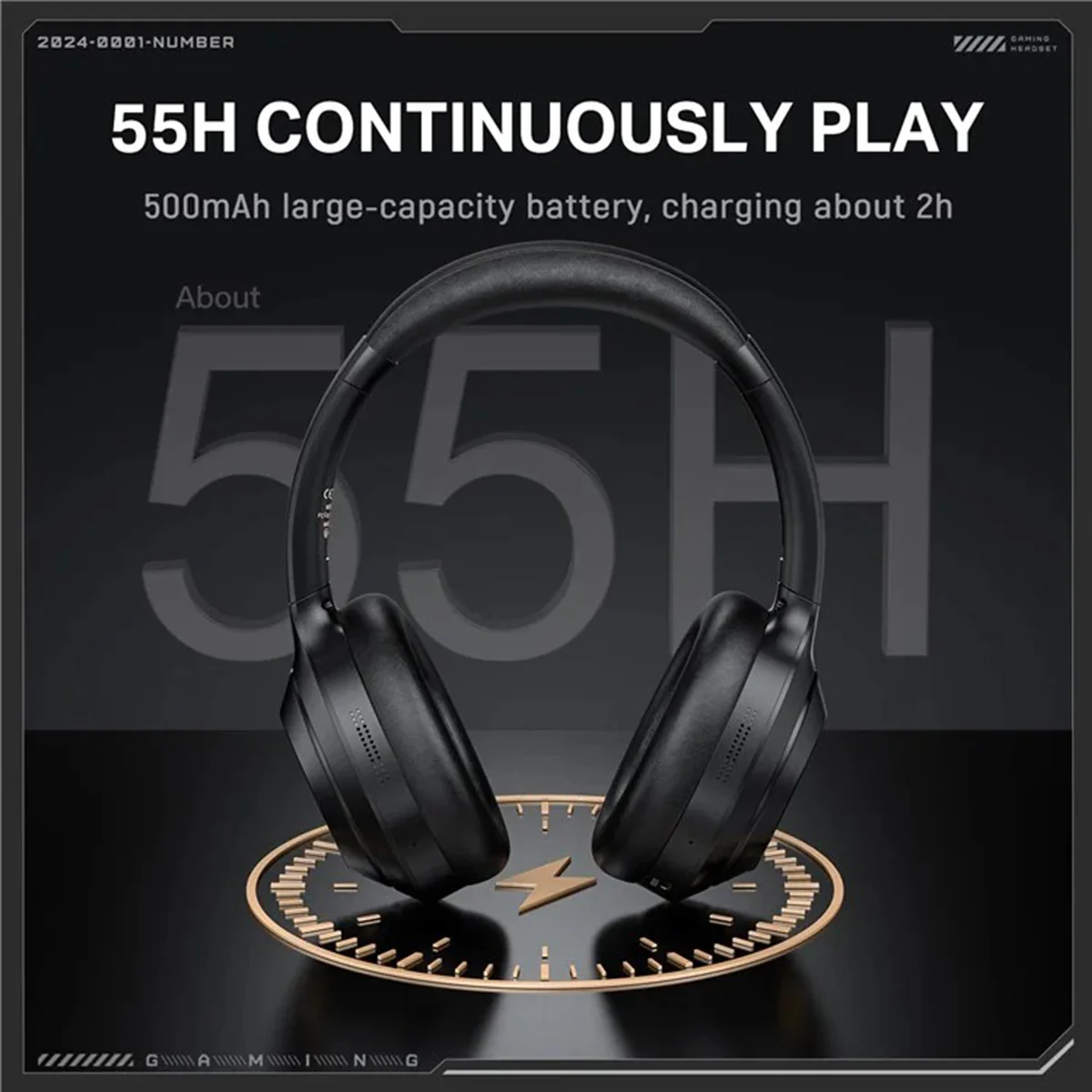Onikuma GT811 Wireless Gaming Headset with Noise Cancellation (Black) - Image 8