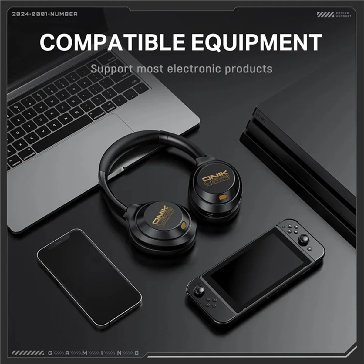 Onikuma GT811 Wireless Gaming Headset with Noise Cancellation (Black) - Image 9
