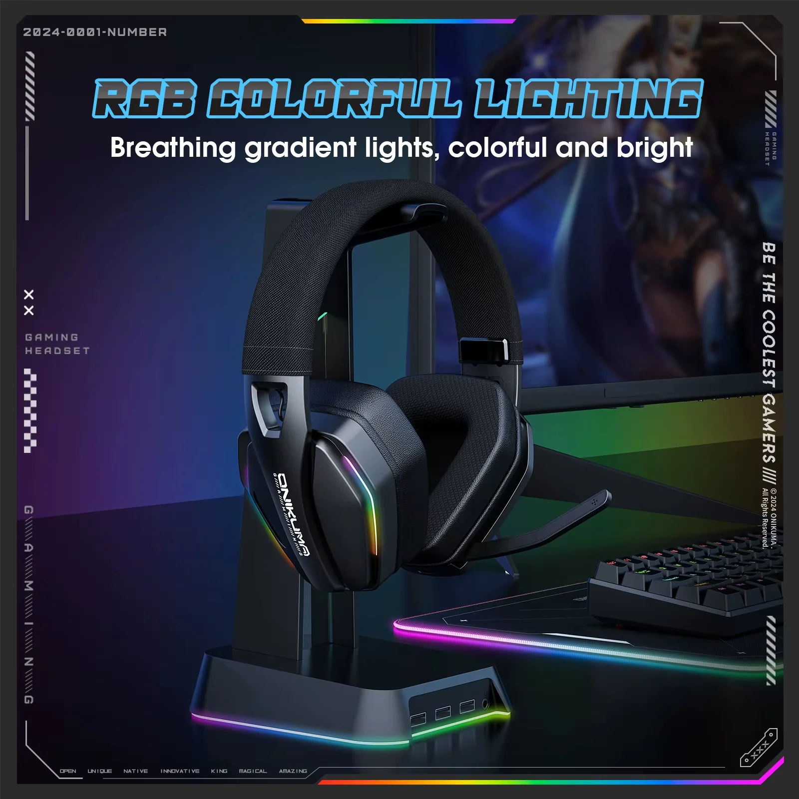 Onikuma GT826 Tri-Mode Wireless Headphone (Black) - Image 3