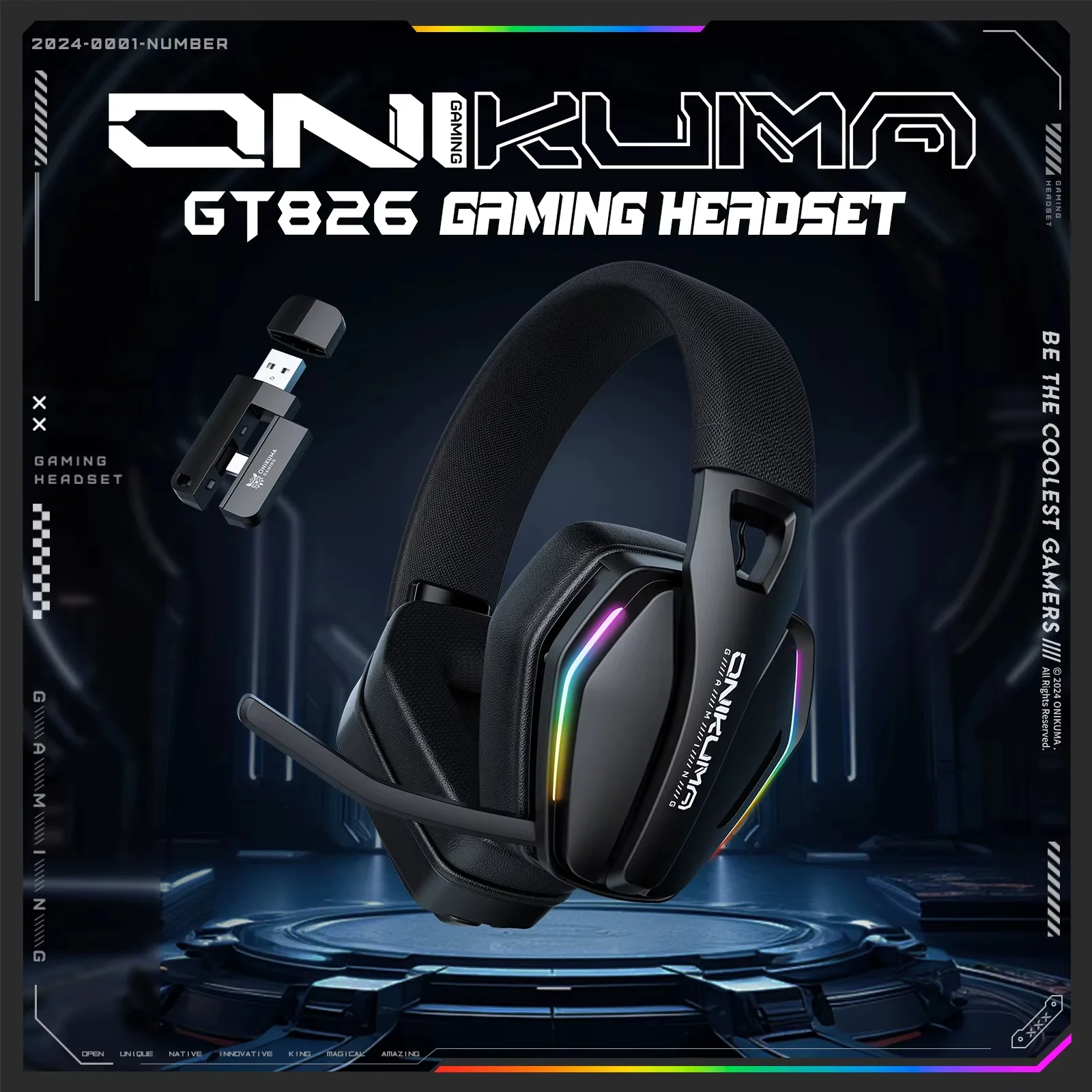 Onikuma GT826 Tri-Mode Wireless Headphone (Black) - Image 4