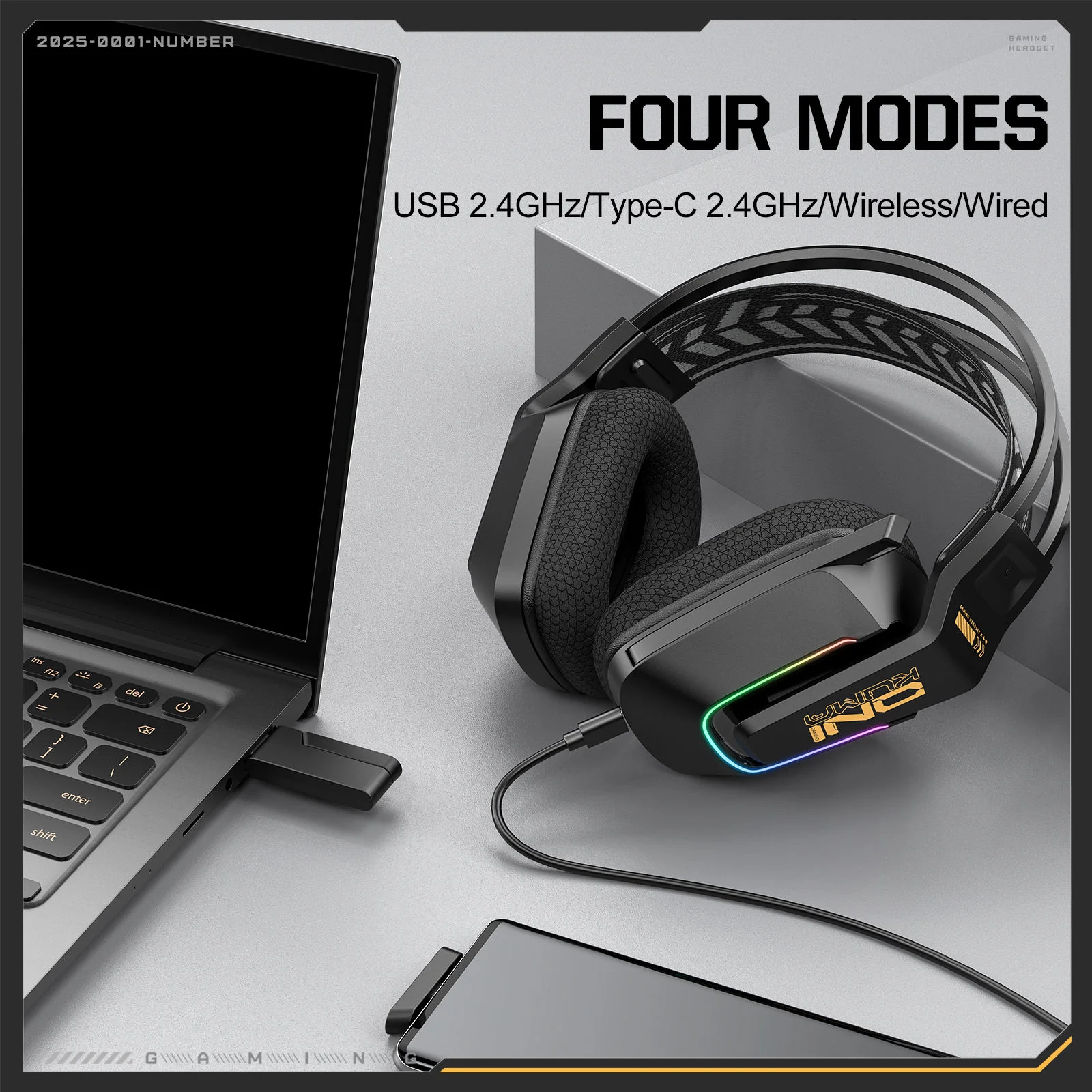 Onikuma GT828 Wireless Gaming Headset (Black) - Image 5