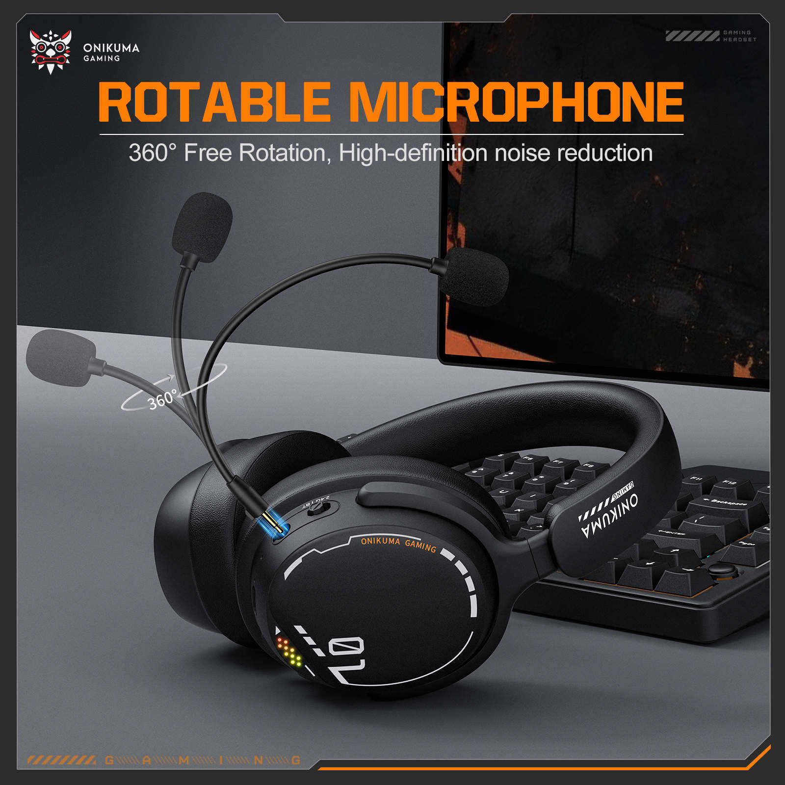 Onikuma GT886 Tri-Mode Gaming Headset (Black) - Image 6