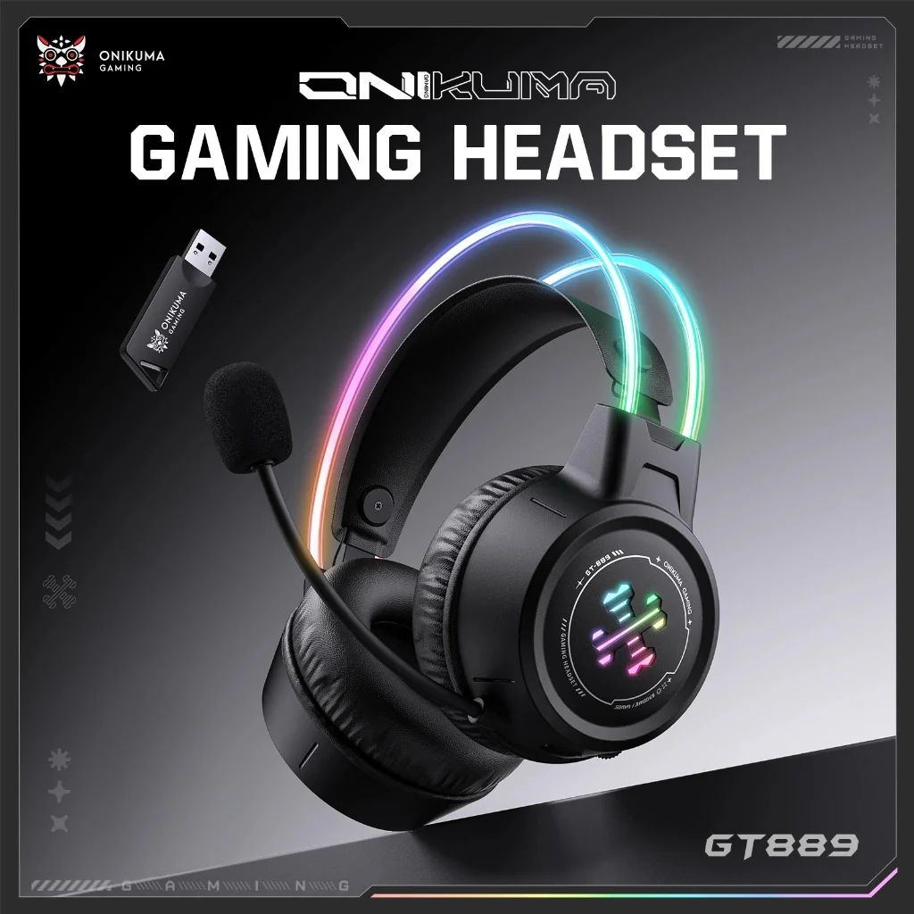 Onikuma GT889 Tri-Mode Gaming Headset (Black) - Image 2