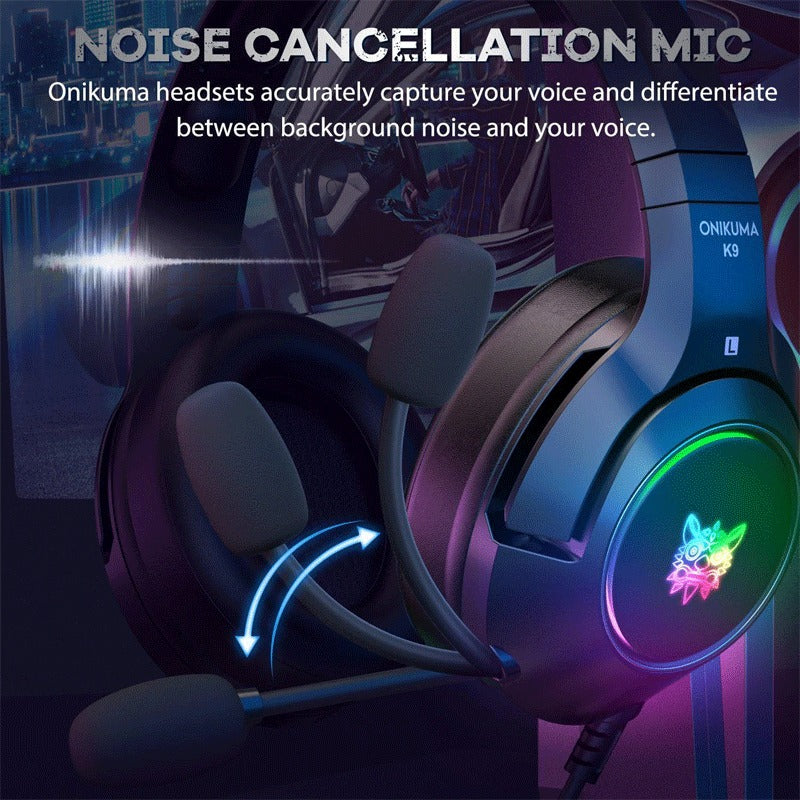 Onikuma K9 RGB Noise Canceling Gaming Headset With Microphone (Black) - Image 5
