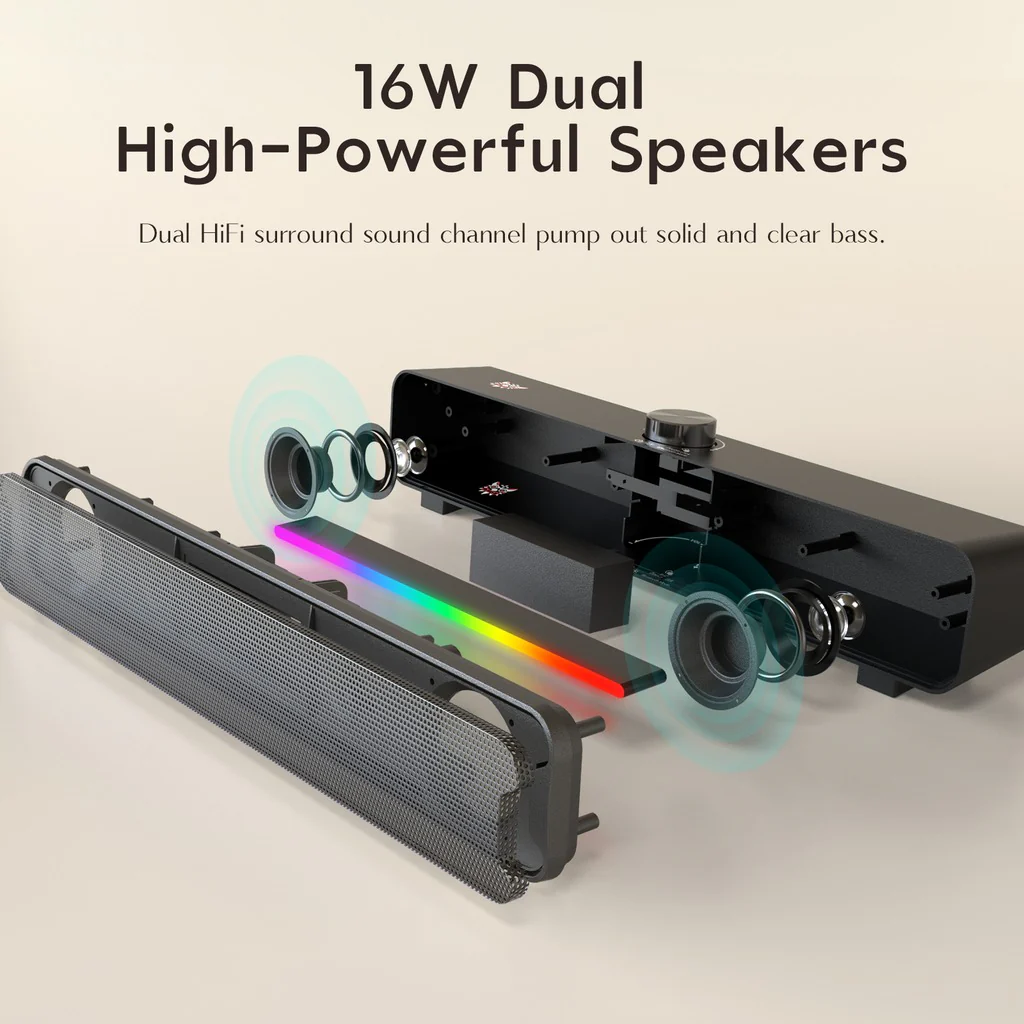 Onikuma L16 RGB Portable Soundbar Bluetooth Speaker (Black) - Image 3