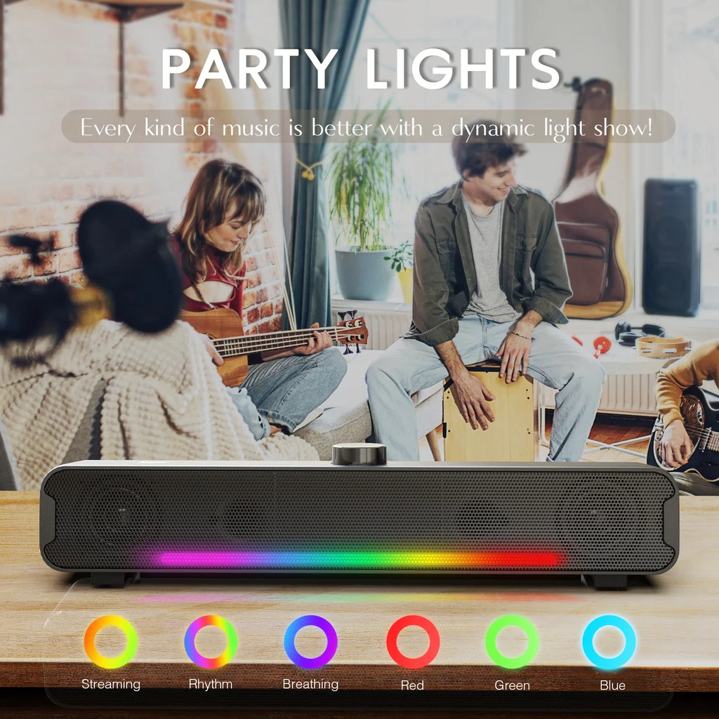 Onikuma L16 RGB Portable Soundbar Bluetooth Speaker (Black) - Image 4