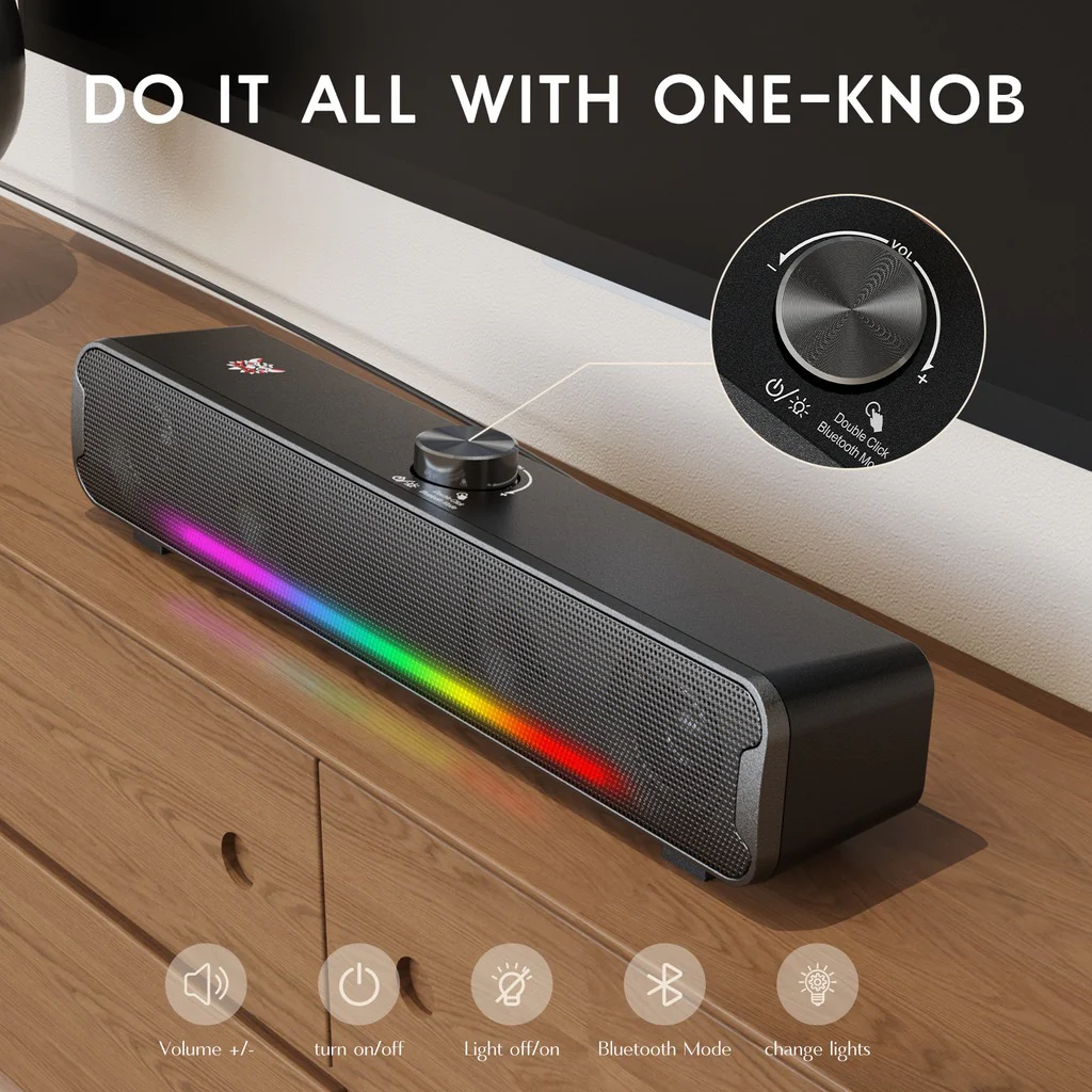 Onikuma L16 RGB Portable Soundbar Bluetooth Speaker (Black) - Image 5
