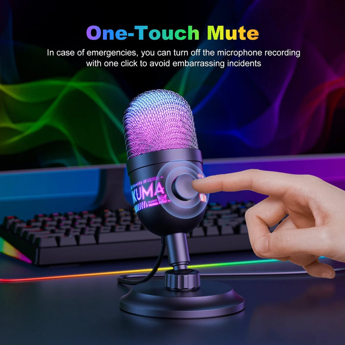 Onikuma M930 RGB USB Condenser Microphone (Black) - Image 5