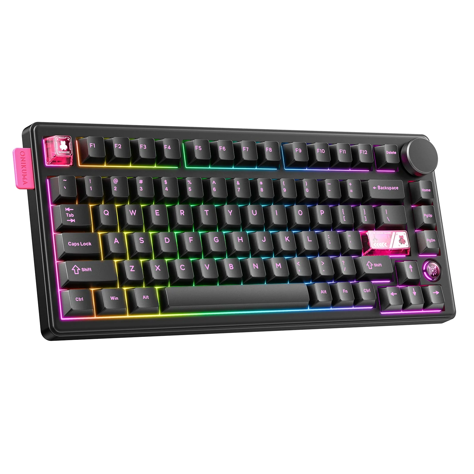 Onikuma MT706 Tri-Mode RGB 81 Keys Mechanical Keyboard with Knob (Black) - Image 9
