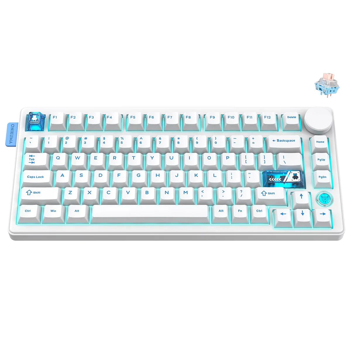 Onikuma MT706 Tri-Mode RGB 81 Keys Mechanical Keyboard with Knob (White) - Image 10