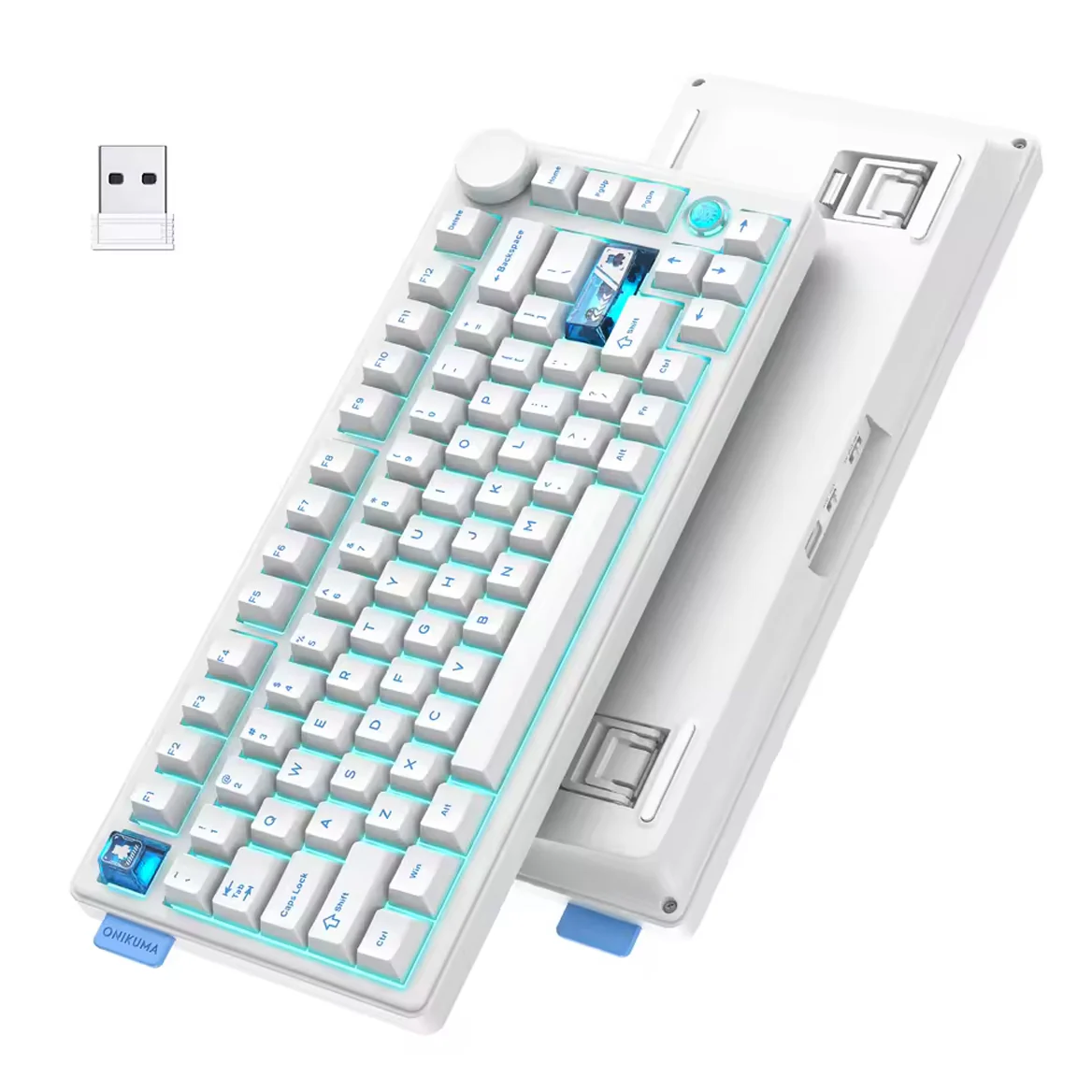 Onikuma MT706 Tri-Mode RGB 81 Keys Mechanical Keyboard with Knob (White) - Image 2