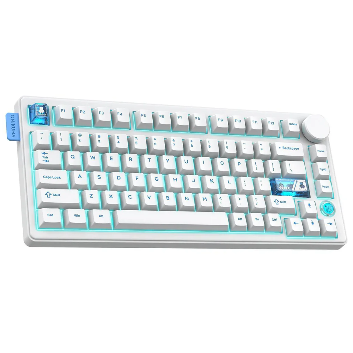 Onikuma MT706 Tri-Mode RGB 81 Keys Mechanical Keyboard with Knob (White) - Image 9