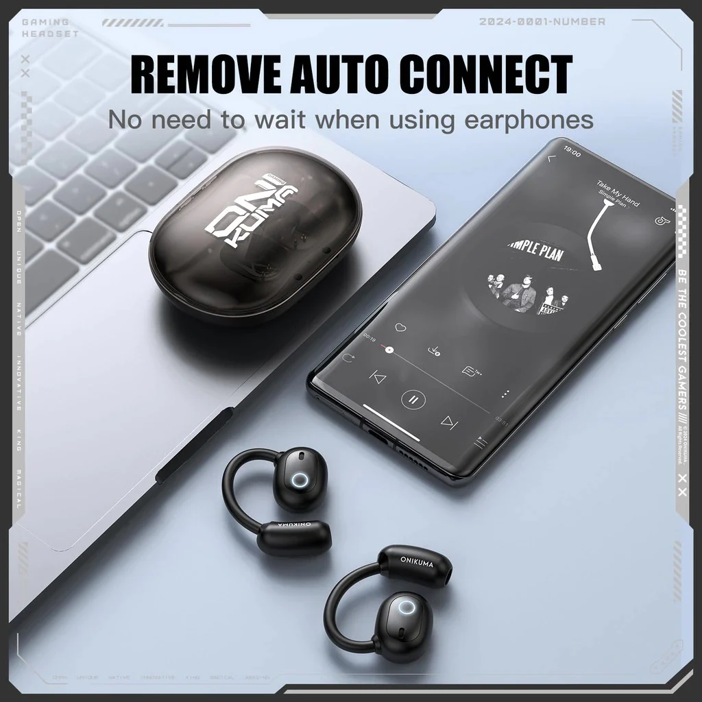 Onikuma T25 Wireless Earphones (White, Black) - Image 16