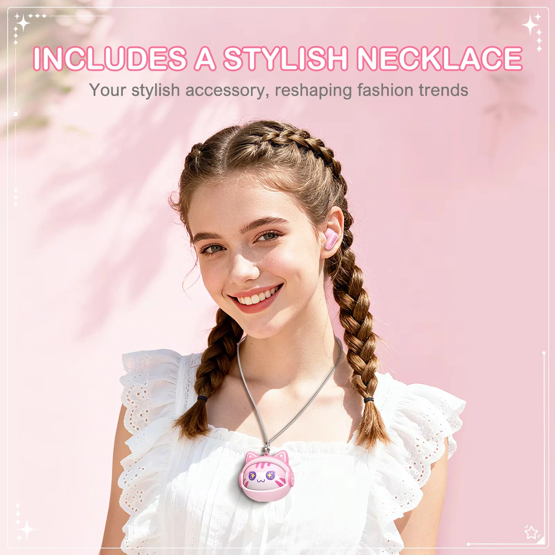 Onikuma TX603 ENC Dual Microphone Noise Reduction Wireless Earphones (Pink) - Image 4