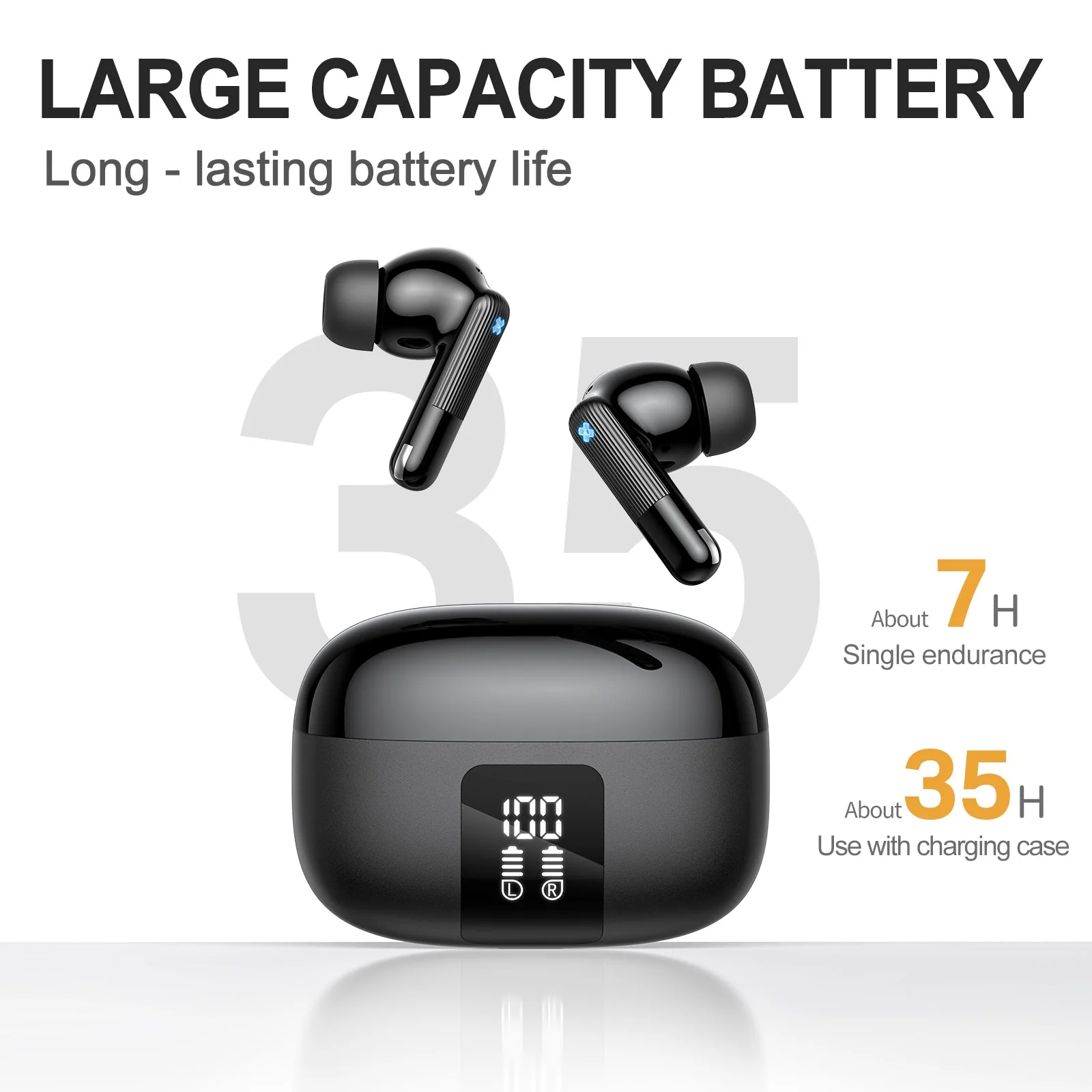 Onikuma TX612 ENC Dual Microphone Noise Reduction Wireless Earphones (Black) - Image 4