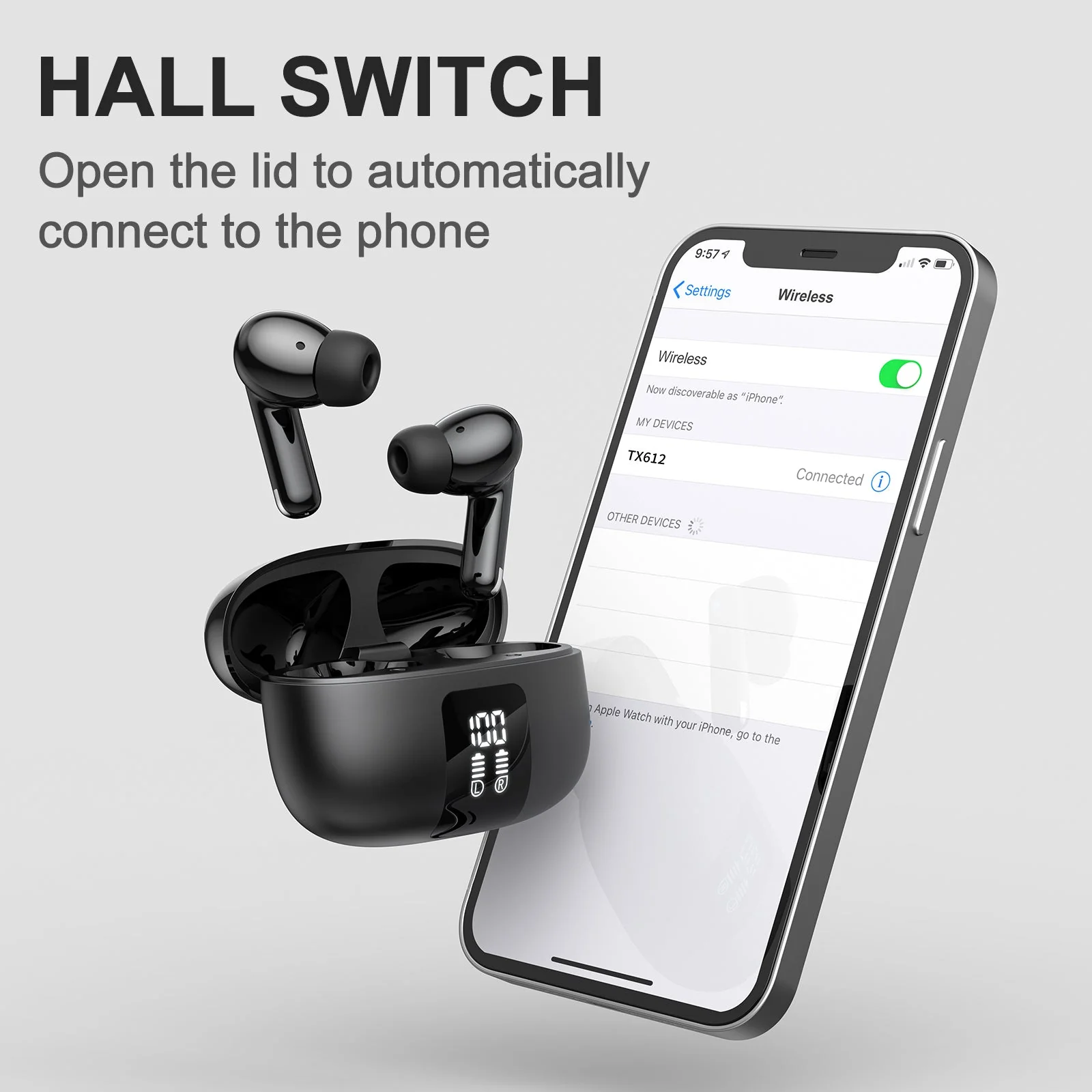 Onikuma TX612 ENC Dual Microphone Noise Reduction Wireless Earphones (Black) - Image 7