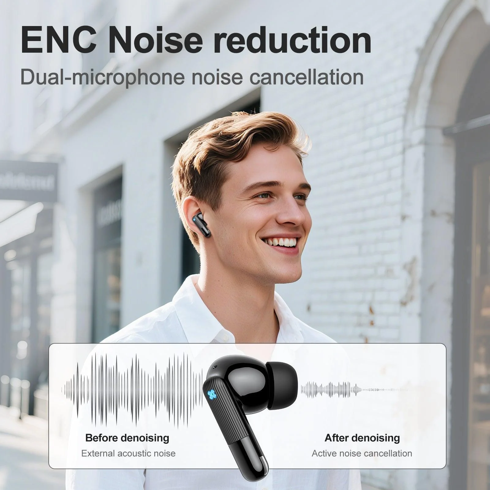 Onikuma TX612 ENC Dual Microphone Noise Reduction Wireless Earphones (Black) - Image 9