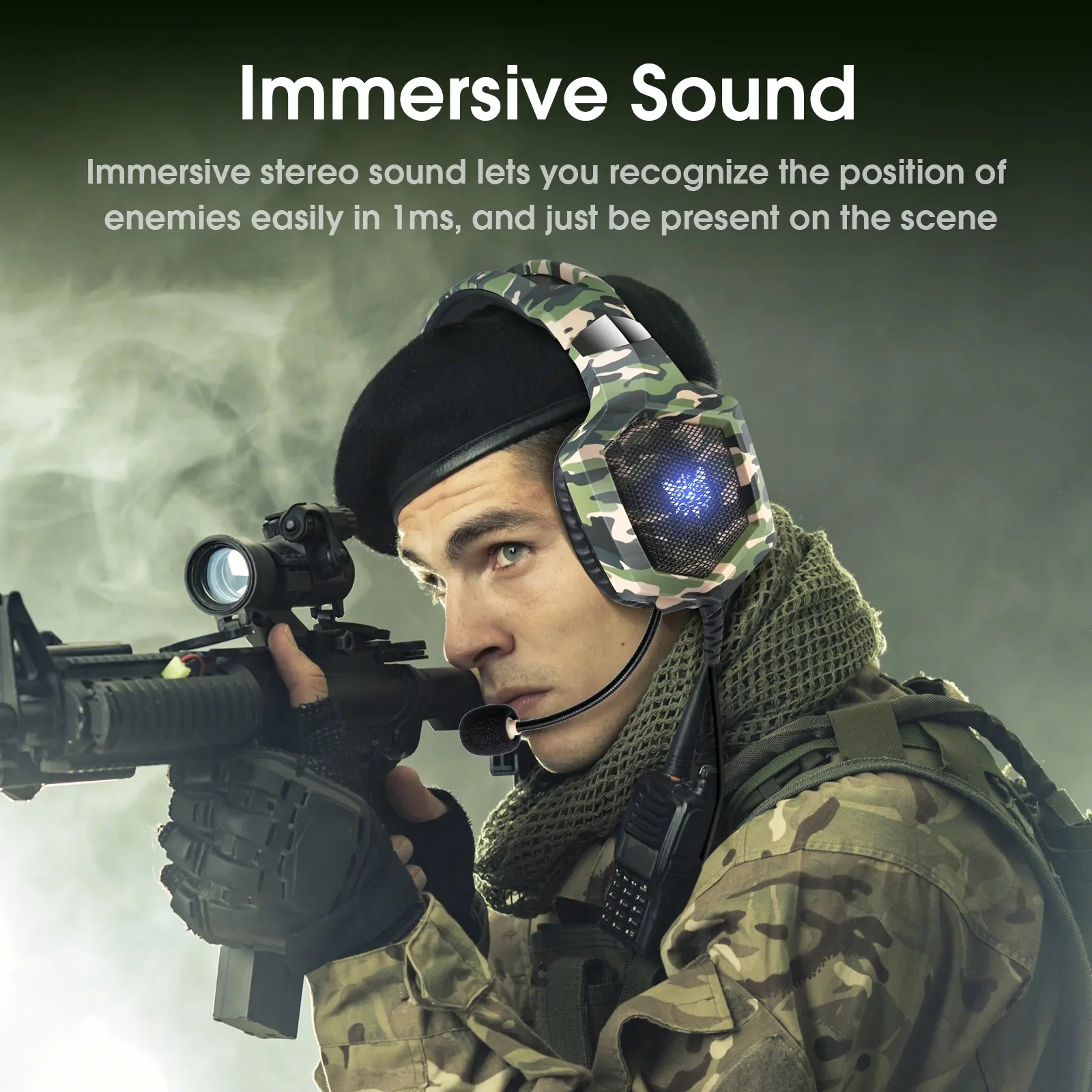 Onikuma TZ3003 3-in-1 RGB Wired Keyboard/ Mouse/ Headset Gaming Combo (Camo Green) - Image 6