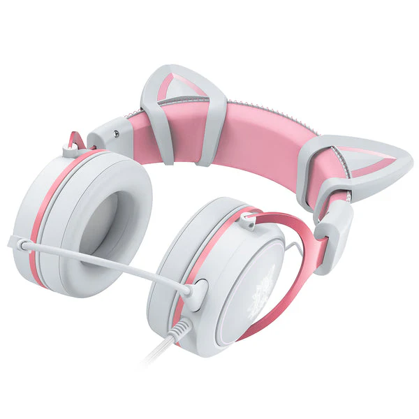 Onikuma X10 Cat Ears Stereo Noise Cancellation Gaming Headset (Pink) - Image 5