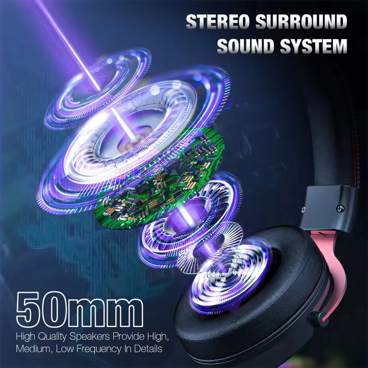 Onikuma X10 Ox Horn RGB Wired Professional Gaming Headset with Noise Cancellation Microphone (Black Red) - Image 3