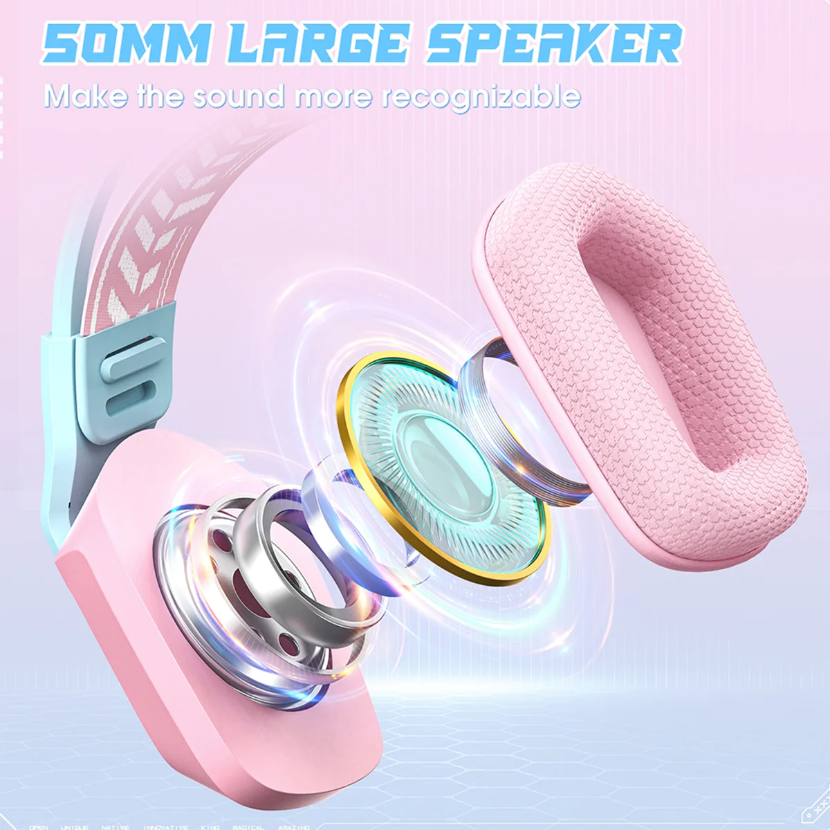 Onikuma X13 RGB Colorful Lighting Wired Gaming Headset with Noise Cancelling Microphone (Pink) - Image 7