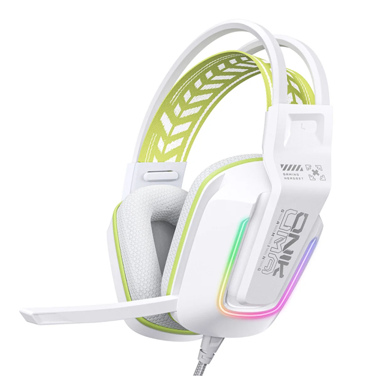 Onikuma X13 RGB Colorful Lighting Wired Gaming Headset with Noise Cancelling Microphone (White) - Image 2