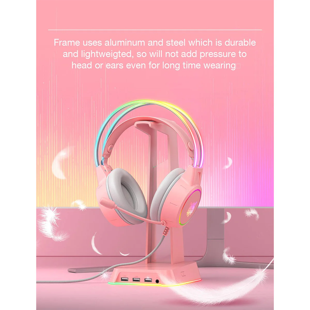 Onikuma X15 Pro Gaming Headset with Noise Cancellation Microphone (Pink) - Image 8